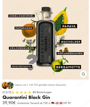 Quarantini Black Gin    versiegelt   NP 40 +Versand