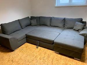 Couch   Wohnlandschaft grau Stoff Bild 2