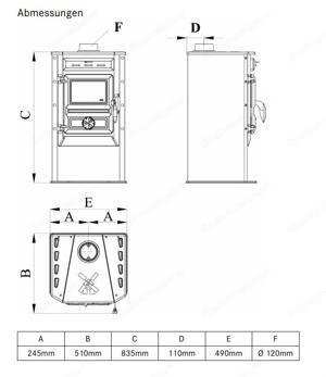 Kaminofen 7Kw grau Bild 7