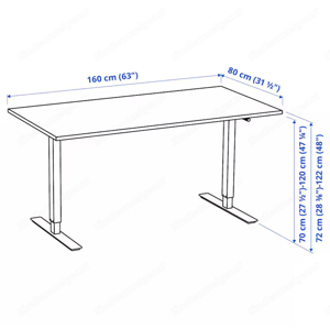 Schreibtisch Höheverstellbar manuell 160*80 cm Bild 5