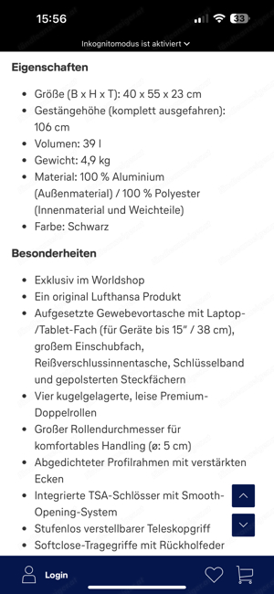 Lufthansa Aluminium Collection Trolley S mit Vortasche Bild 4