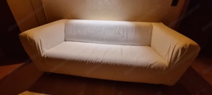 Sofa Zweisitzer mit weißem Stoffbezug Bild 2