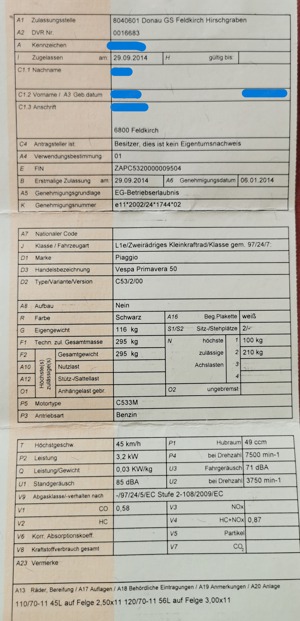 Piaggio Vespa 50 Primavera - wenig Kilometer, garagengepflegt Bild 6