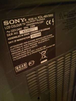 Sony Fernseher KDL-46V3000 (46 Zoll) - Defekt Bild 2