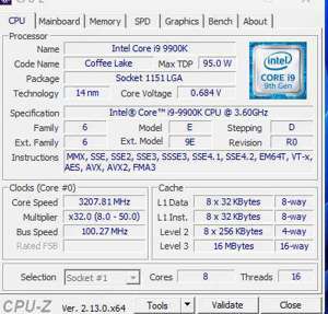 Intel Core I9-9900K   8 Core bis 5.00 GHZ   16 HT Core + Asus Prime Z390-A RGB Bild 7