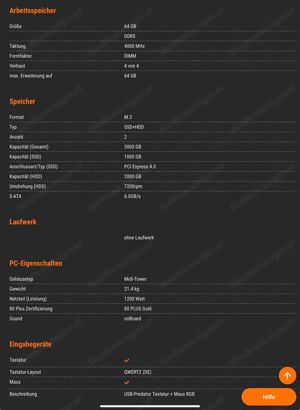 Acer Predator Orion7000Core i9-13900KF64GB RAM1TB SSD2TB HDDNVIDIA RTX 4090 Bild 6