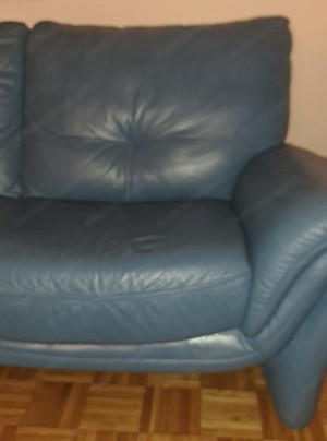 Zweisitzer Ledercouch blau Bild 2