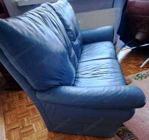 Zweisitzer Ledercouch blau Bild 7