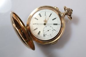 Große Taschenuhr Schlagwerksuhr komplett 14K585er Gold Ende 19.Jhd (BX838) Bild 5