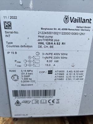 Vaillant aroTHERM plus VWL 1256 A Heizungswärmepumpe Luftwärmepumpe Bild 6