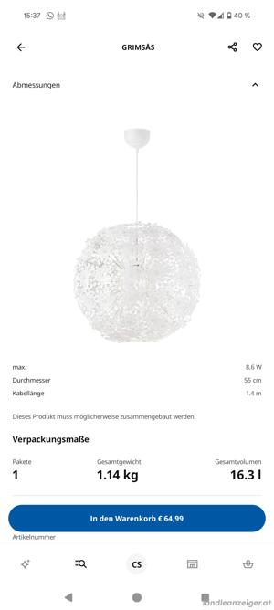 IKEA Leuchte weiß Blumen Bild 2