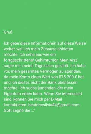 Schreiben Sie mir für weitere Informationen