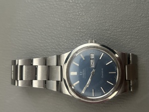 Vintage Omega Geneve UFO Automatik Tagesdatum SR blaues Zifferblatt 1020 Herrenu