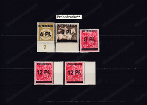 Briefmarken Österreich 1945 Probedrucke Postfrisch 