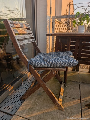 Gartenmöbel IKEA APPLARÖ   1 Tisch + 2 Stühle   für kleine Balkone + Holzöl Bild 4