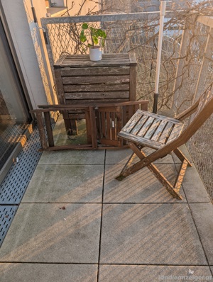 Gartenmöbel IKEA APPLARÖ   1 Tisch + 2 Stühle   für kleine Balkone + Holzöl Bild 5