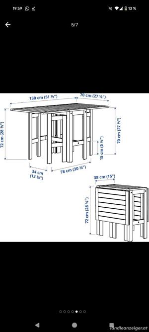 Gartenmöbel IKEA APPLARÖ   1 Tisch + 2 Stühle   für kleine Balkone + Holzöl Bild 2