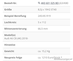 Audi Felgen 19Zoll Bild 5