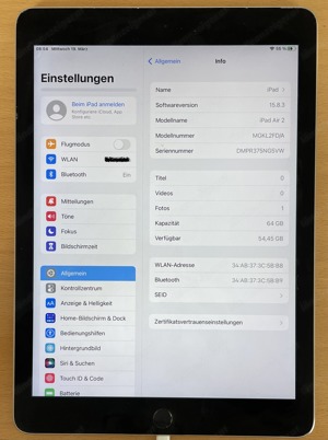 iPad Air 2 64 GB (Akku und Hülle neu!) Bild 2