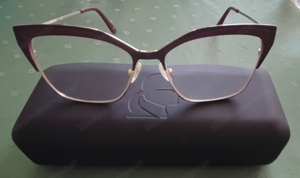 KARL LAGERFELD Damenbrille Brillenfassung Bordeauxrot gebürstet gold Vollrand Bild 2