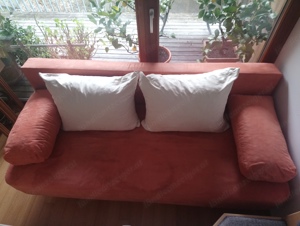 Orange Couch, Bettcouch mit Stauraum, gebraucht  Bild 2