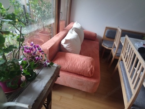 Orange Couch, Bettcouch mit Stauraum, gebraucht  Bild 5