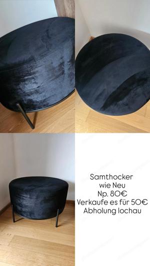 Samt Hocker schwarz. 