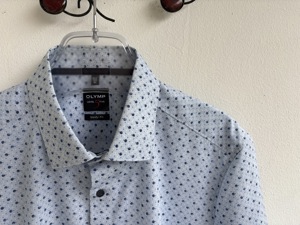 Blau gemustertes kurzarm Herren Hemd Olymp Bild 2