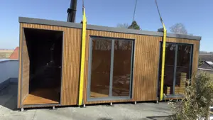 GardenAndPoolsCom Garten Sauna Hütte Outdoorsauna Saunahaus Horizint House 4 m inkl.Ofen Ruhe Raum  Bild 9