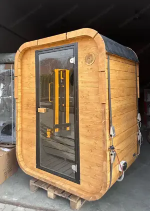 GardenAndPoolsCom Sauna GartenSauna Cubik Mini 150x120 cm  E-Ofen LED Sauna Set Bild 2