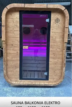 GardenAndPoolsCom Sauna GartenSauna Cubik Mini 150x120 cm  E-Ofen LED Sauna Set Bild 5