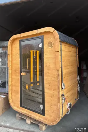 GardenAndPoolsCom Sauna GartenSauna Cubik Mini 150x120 cm  E-Ofen LED Sauna Set Bild 6