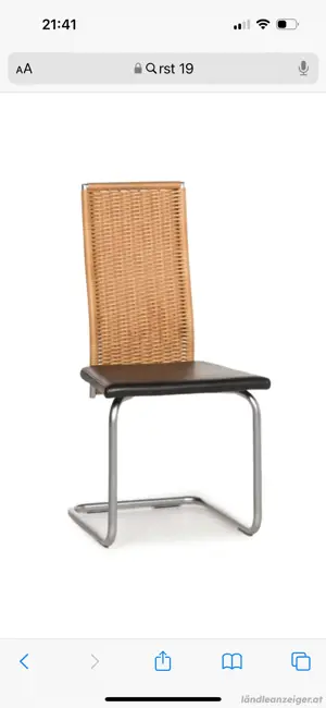 eleganter Esstisch Vollholz Nuss + 6 Esszimmer Design Lederstühle Braun Ronald Schmitt RST 19 Bild 5