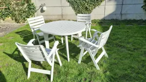 Gartenmöbel mit Tisch ausziehbar und 4 klappbaren Stühlen Bild 2