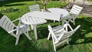 Gartenmöbel mit Tisch ausziehbar und 4 klappbaren Stühlen Bild 3