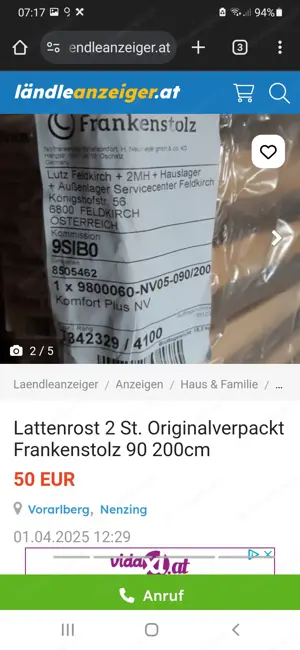 2 Lattenroste Orginalverpackt Comfort Plus 90  200 Bild 5