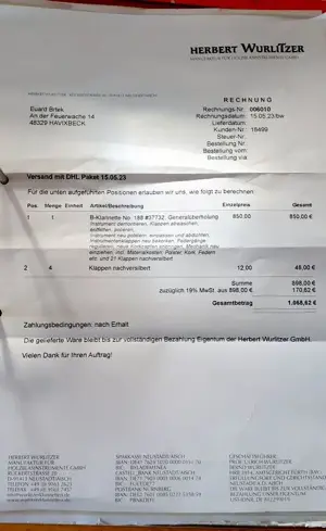 Klarinette von Herbert Wurlitzer Reform Böhm - generalüberholt- Bild 2