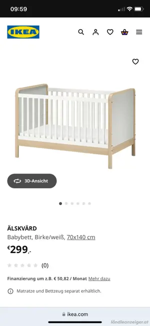 unbenutztes Babybett 70x140 cm Bild 3
