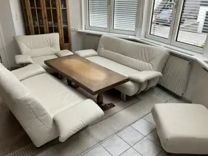 Ledergarnitur - Ledersofa weiss Bild 2