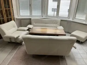 Ledergarnitur - Ledersofa weiss Bild 3