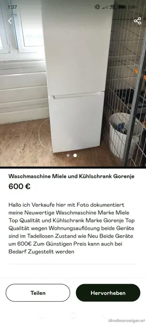 Waschmaschine Miele Neuwertig und Tadelosem Zustand kann jederzeit Besichtigt werden Gorenje Kühlsch Bild 2