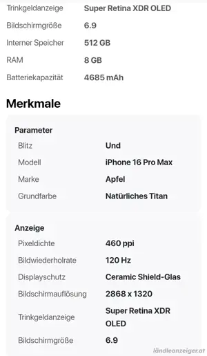 Iphone 16 Pro Max 512G.B Bild 5