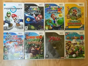 Wii Spiele, Super Mario Kart Galaxy, Zelda Teilight Princess Smash Bros Brawl Wii Spiele 