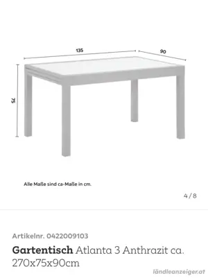 Gartentisch ausziehbar Metall Glas Bild 3