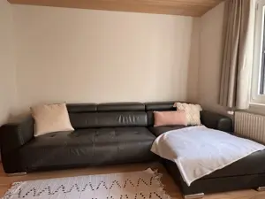 Büffelleder-Couch in dunkelgrau Bild 3