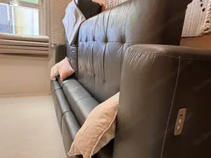 Büffelleder-Couch in dunkelgrau Bild 2