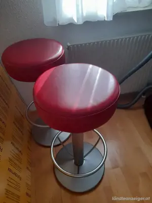 2 Stück Barhocker Leder rot Bild 3