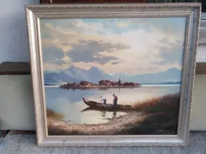 Helmut Stadelhofer München, Chiemsee Fischer mit Fraueninsel 