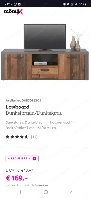 Lowboard Dunkelbraun Dunkelgrau Bild 2