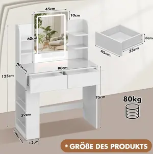 Schminktisch mit Spiegel & LED-Beleuchtung Bild 2